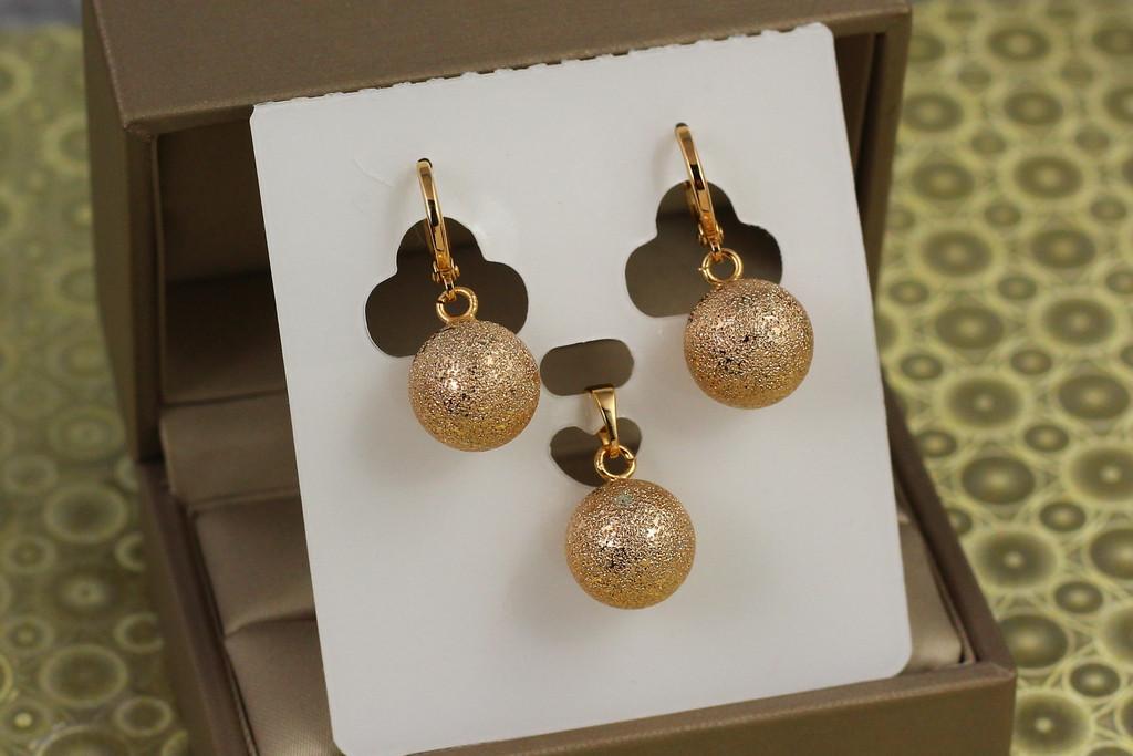 Набор серьги и кулон Xuping Jewelry шагреневые шарики Золотистый.