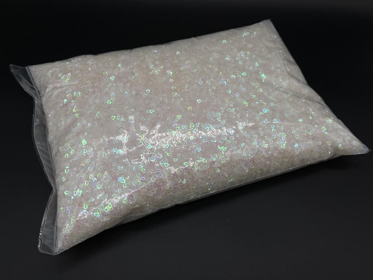 Блестки декоративные Сердце хамелеон упаковка 1 кг Белый (BL-023)