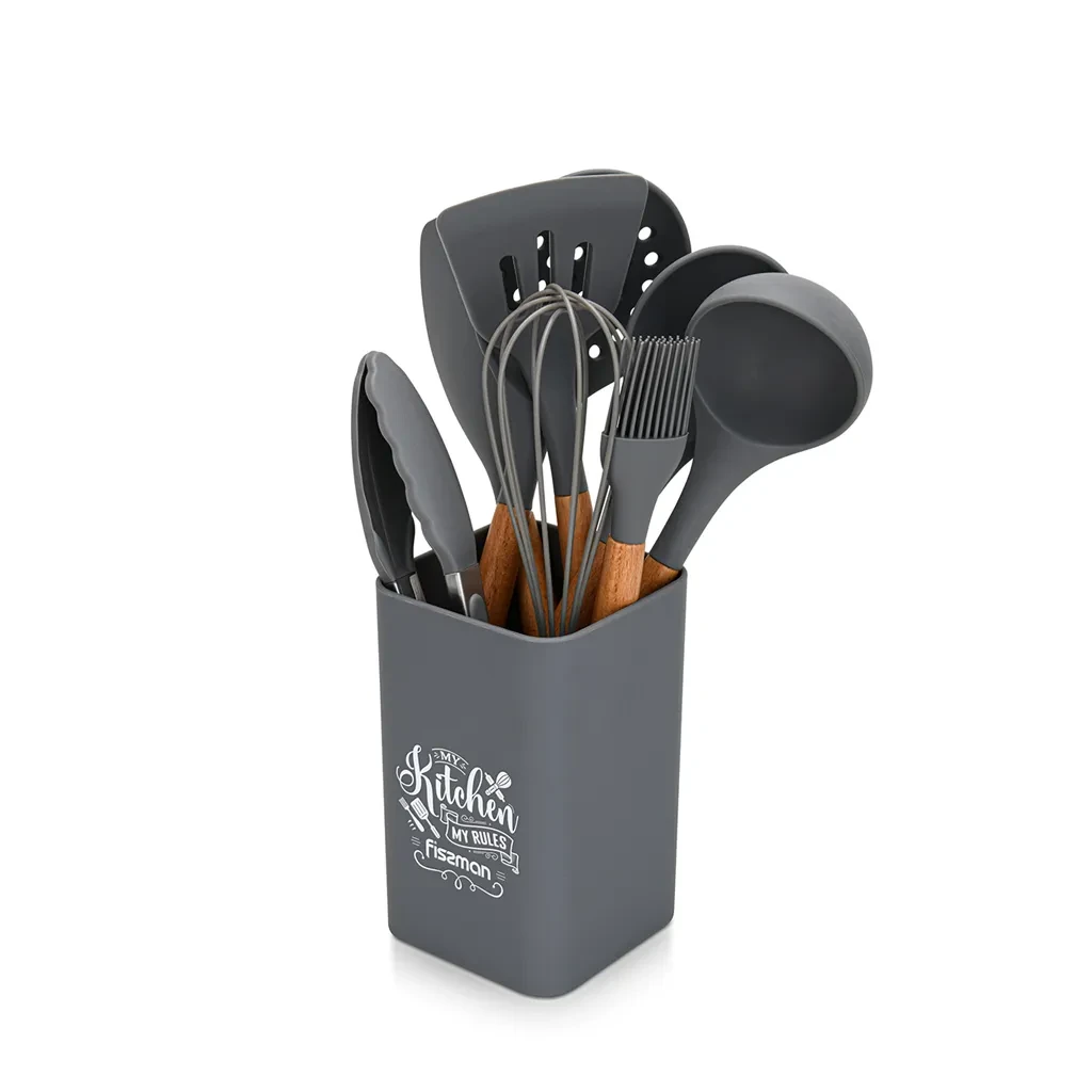 Набір інструментів кухонних Fissman Florentin 9 шт. 9,5x9x5x32 см із силікону (17293)