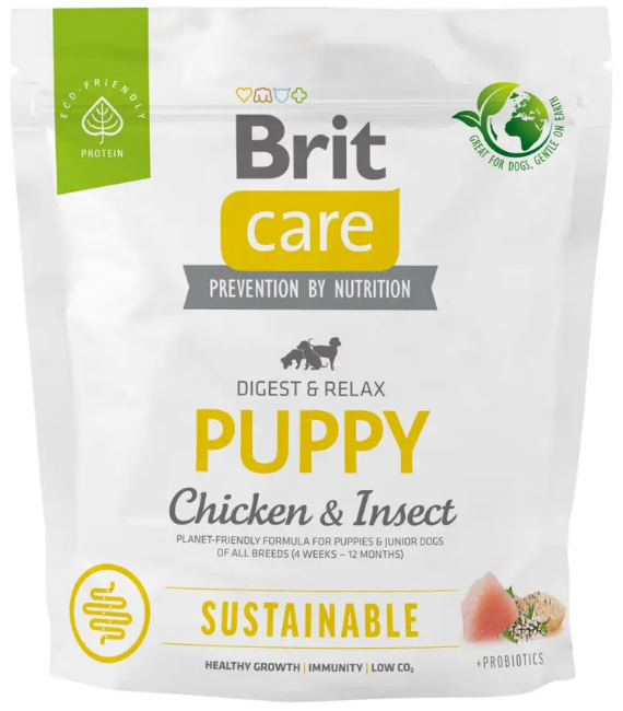 Корм сухой для щенков Brit Care Dog Sustainable Puppy всех пород с курицей и протеинами насекомых 1 кг (1821031013)