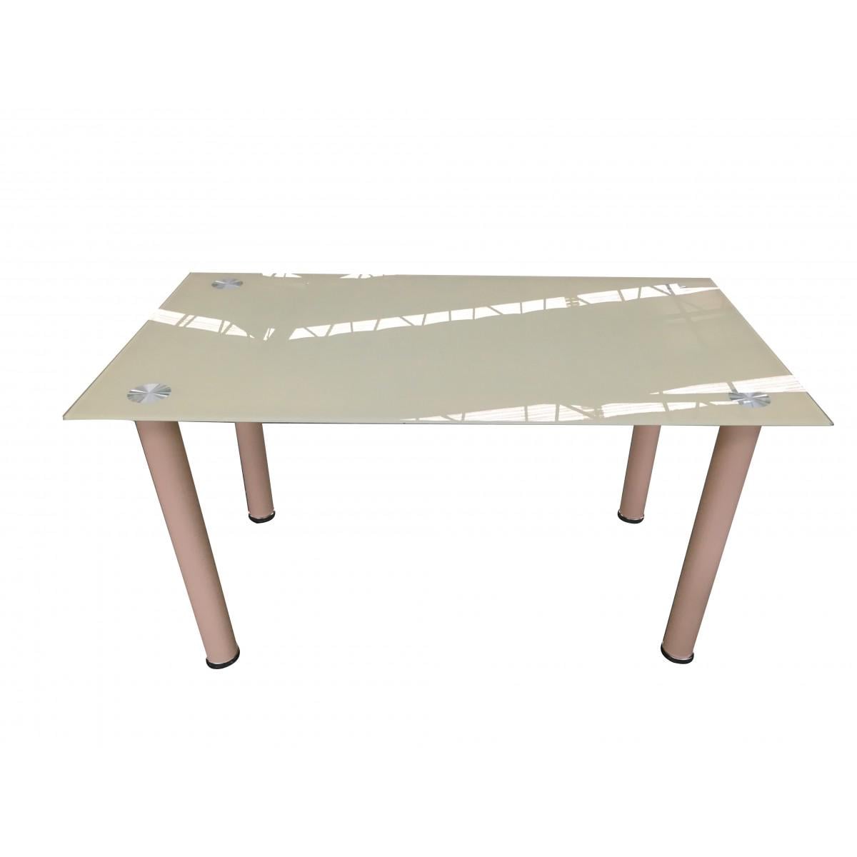 Стол кухонный для гостиной Woody Корфу L стекло/металл 140x80 см Кремовый