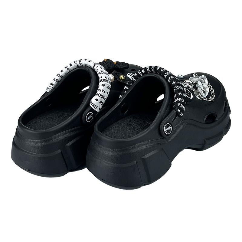 Кроксы женские с джибитсами на платформе 10279-2 p. 36 22,5-23 см Черный - фото 4