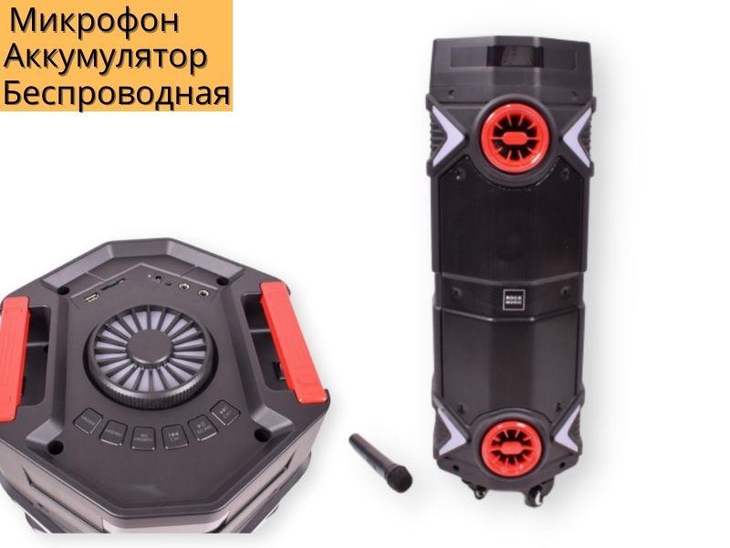 Акустическая система аккумуляторная XPRO Q82 80 Вт 8 дюймов/USB/SD/FM радио/Bluetooth/1 радиомикрофон/ДУ Черный (lp-91713) - фото 2