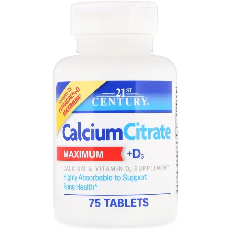 Витамины 21st Century Calcium Citrate Maximum + D3 75 таблеток Витамины 21st Century Calcium Citrate Maximum + D3 75 таблеток