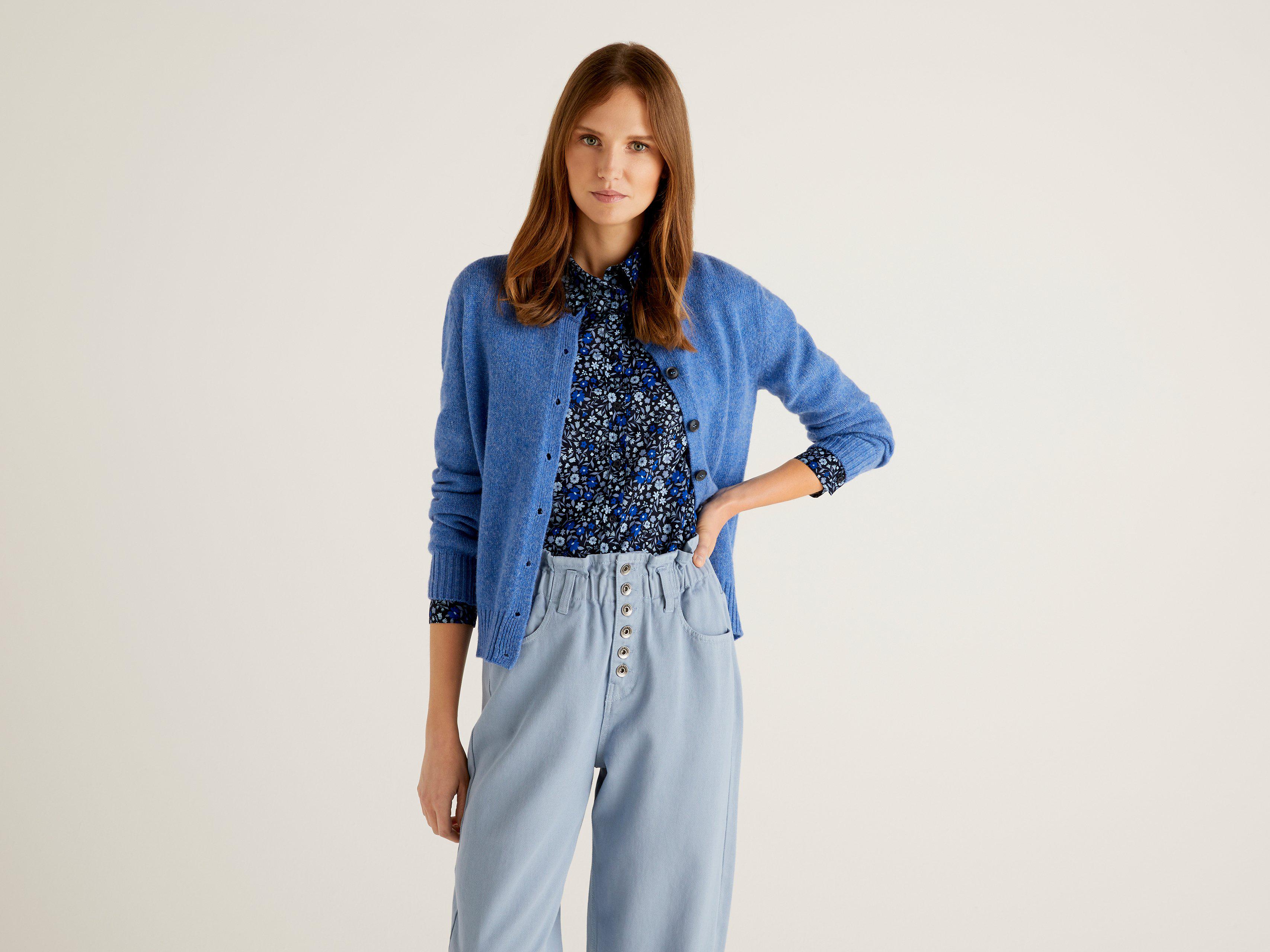 Рубашка женская Benetton 5oa95q8u4 XS Синий - фото 3 Рубашка женская Benetton 5oa95q8u4 XS Синий - фото 3