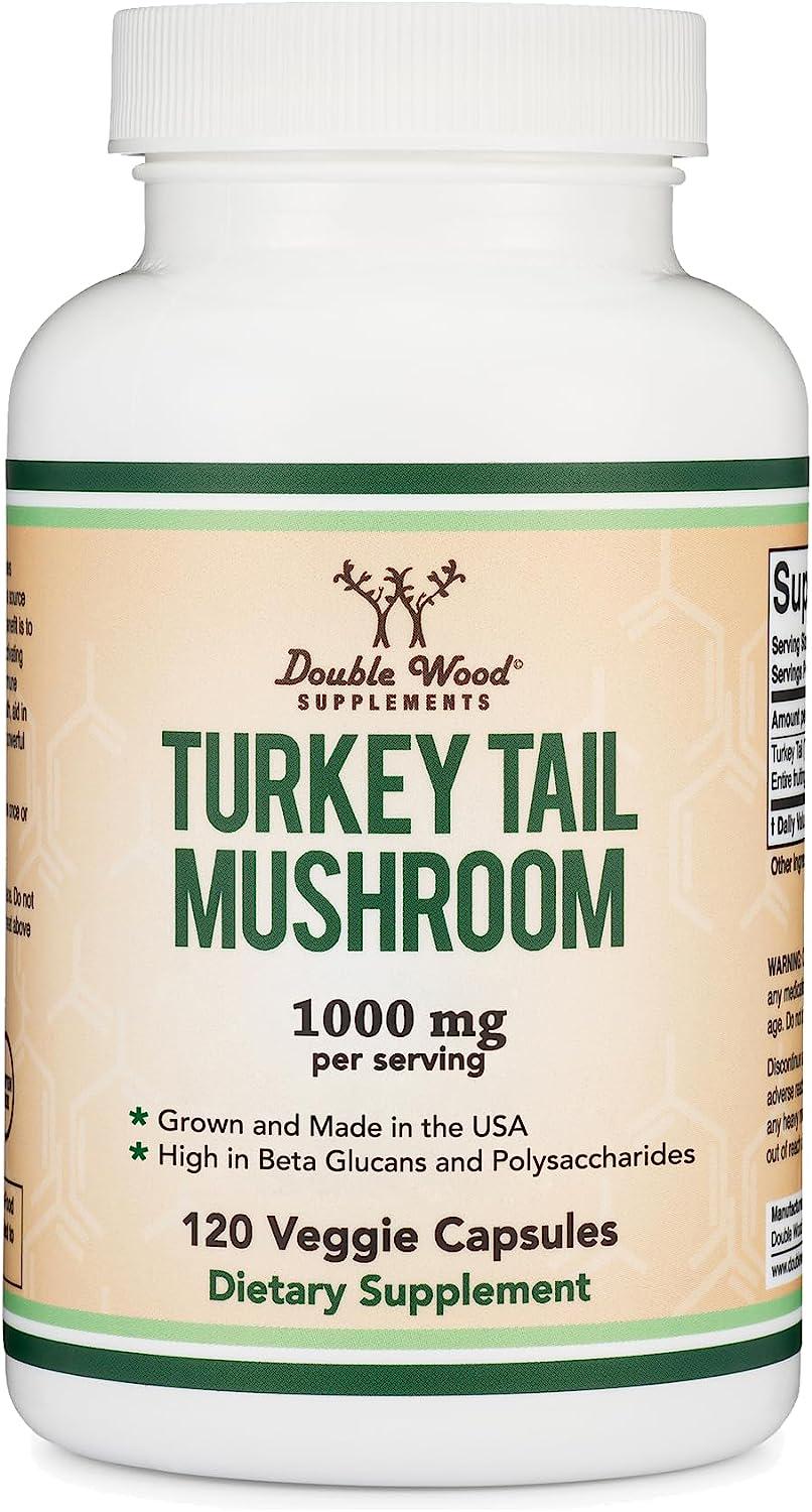 Траметес разноцветный Double Wood Supplements Turkey Tail Mushroom 1000 mg 120 capsules