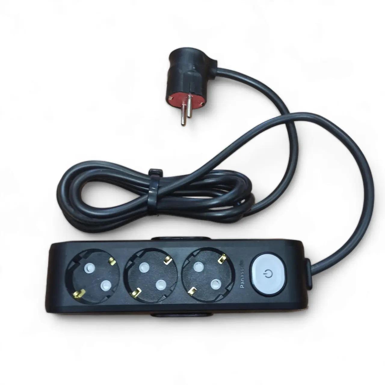 Удлинитель с заземлением 16А 3,5 кВт 3 гнезда 1 м Черный (1311B)