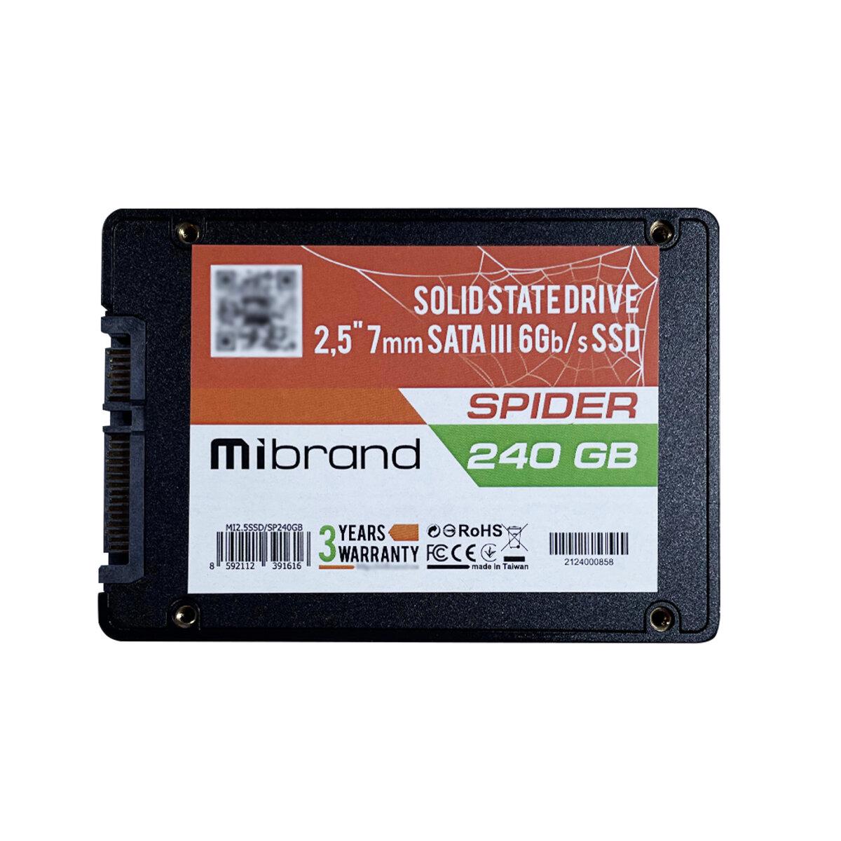 Твердотільний накопичувач Mibrand Spider 240 GB 2,5" 7 мм SATAIII Bulk (MI2,5 SSD/SP240GB)