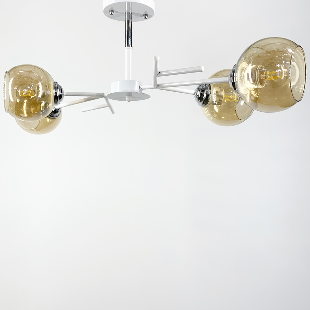 Люстра потолочная Lighthouse LNF-17513/4 WT AB с янтарным плафоном Белый