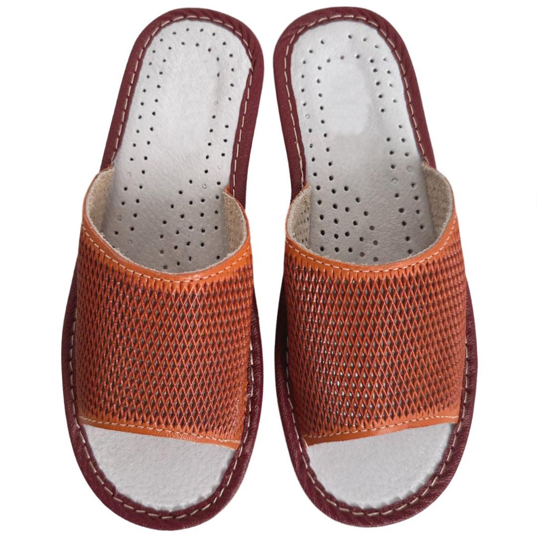 Домашние тапочки женские из натуральной кожи р. 38 Кирпичный (2632461267)