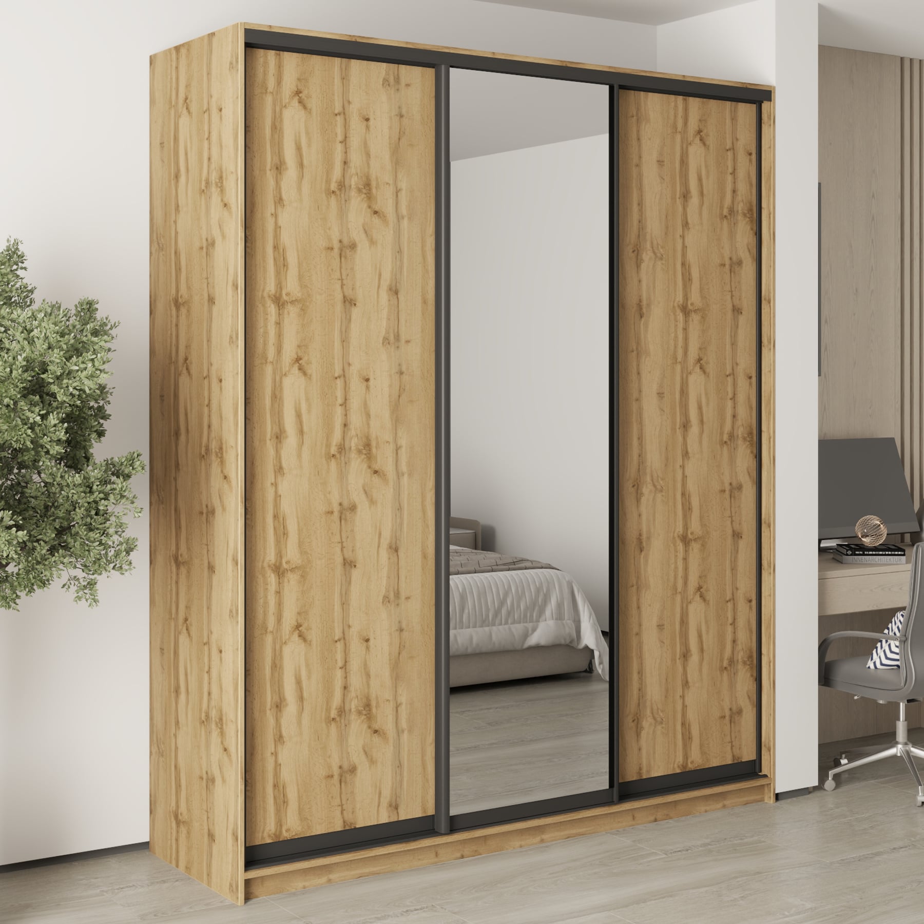 Шкаф-купе трехдверный Mebel Star Комбо BG MBS-9750 200х45х240 см Дуб тахо (1009739) Шкаф-купе трехдверный Mebel Star Комбо BG MBS-9750 200х45х240 см Дуб тахо (1009739)