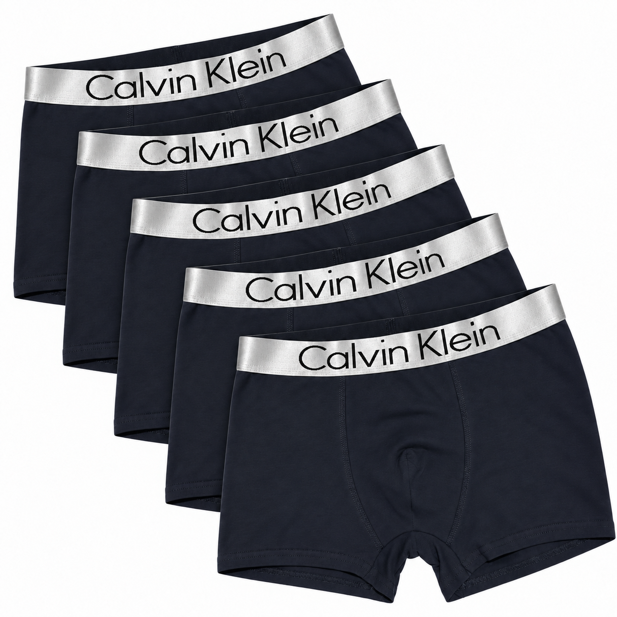 Боксеры мужские в стиле Calvin Klein ХХХL 5шт. с серебристой резинкой Черный (CK04-5-01)