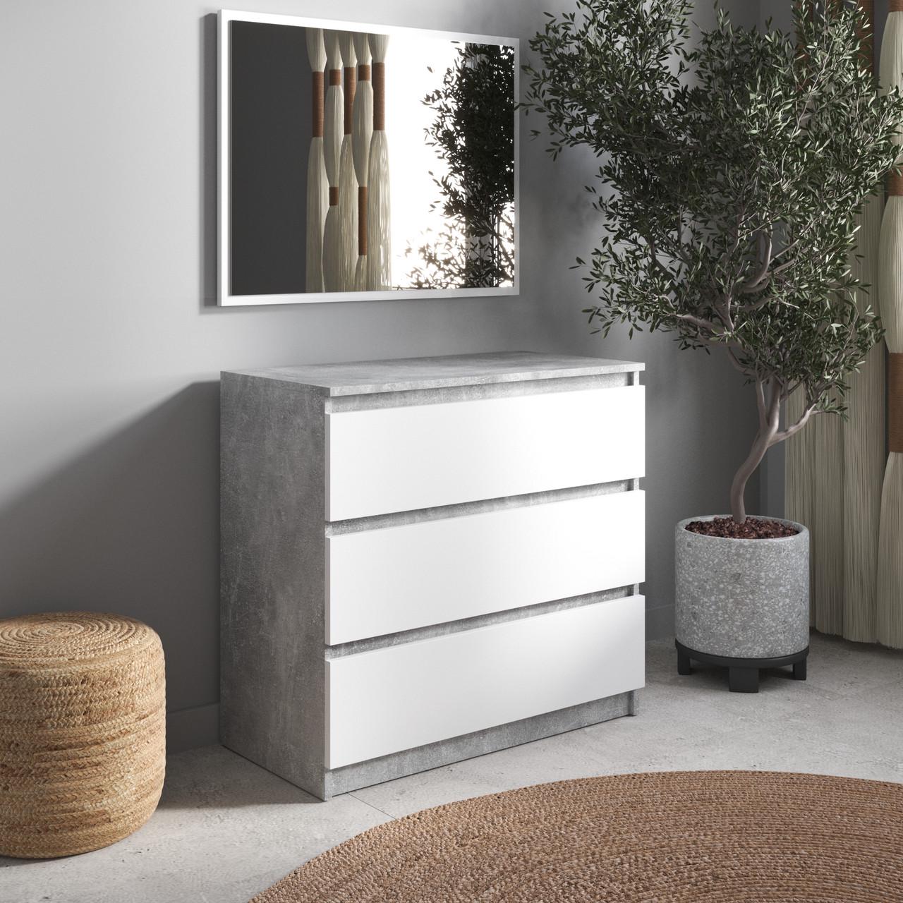 Комод з шухлядами Вайс R-3 80х40х75 см Бетон/Білий фасад (30396148) - фото 1 Комод з шухлядами Вайс R-3 80х40х75 см Бетон/Білий фасад (30396148) - фото 1