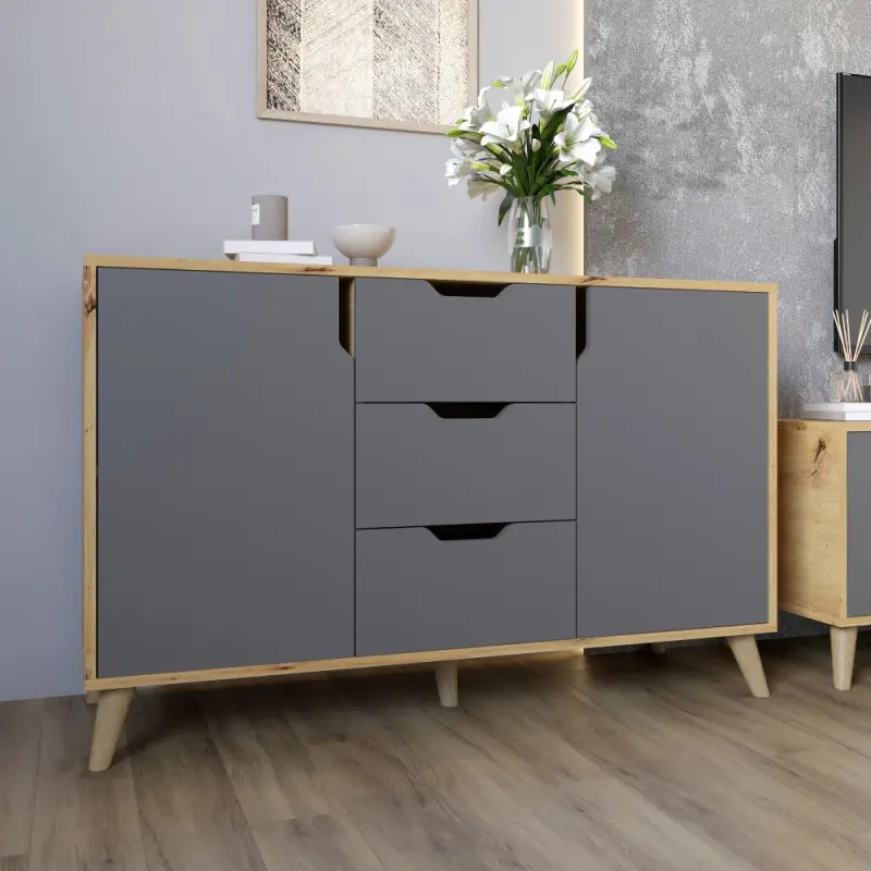 Комод Борн 1200 Дуб артізан/Антрацит (26642445)