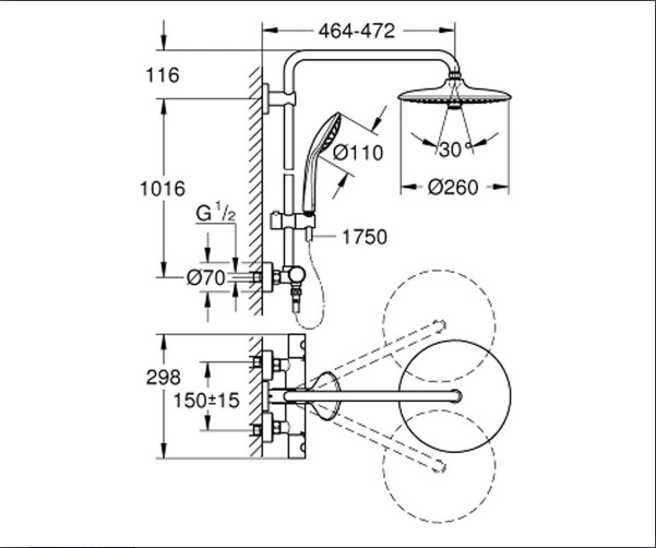 Душевая система Grohe Euphoria 27296002 круглая с ABS пластика/латунь - фото 10 Душевая система Grohe Euphoria 27296002 круглая с ABS пластика/латунь - фото 10