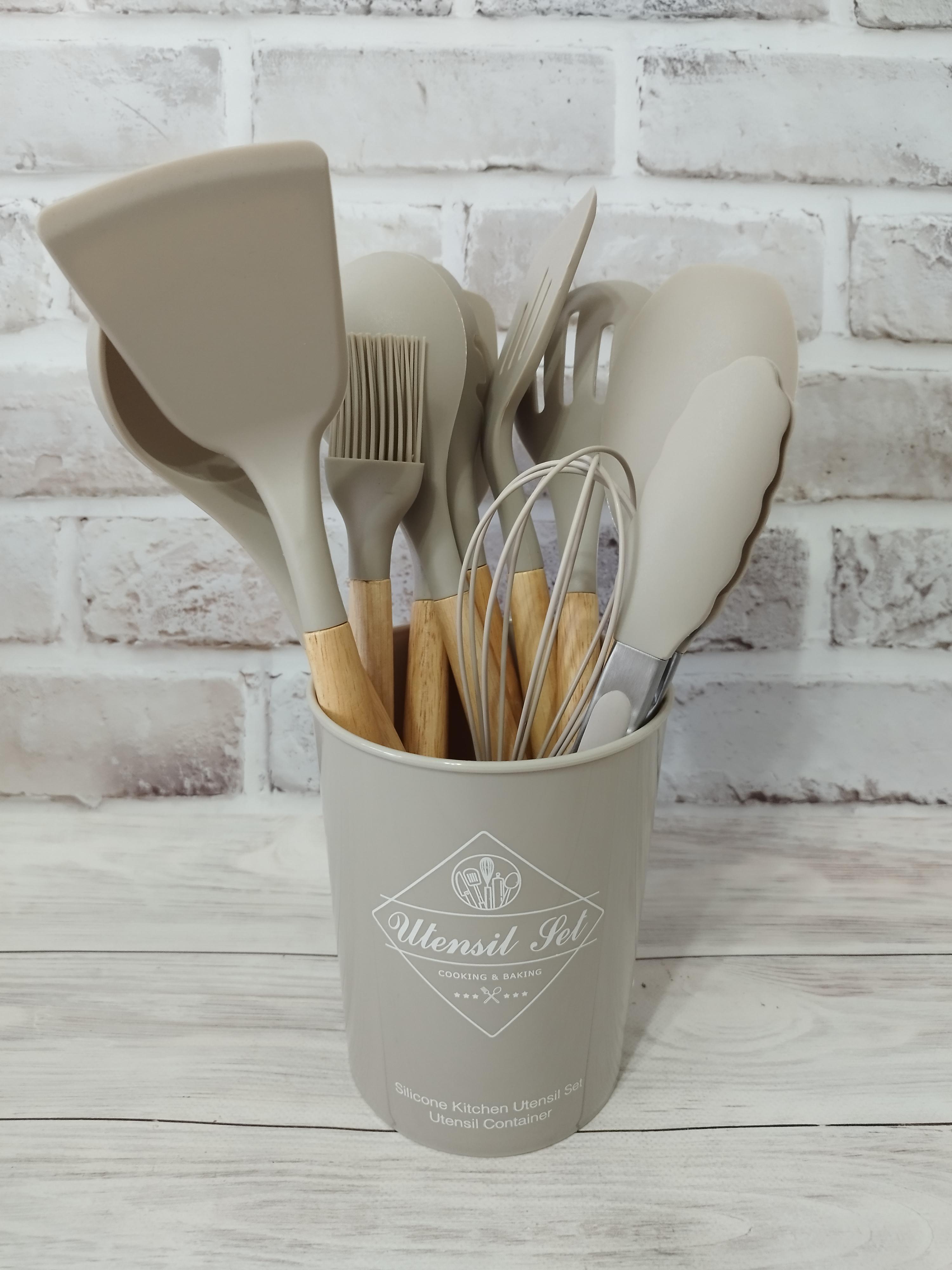 Набор кухонных принадлежностей Stenson Cooking Easy силикон/дерево 12 пр. Бежевый (14753964)