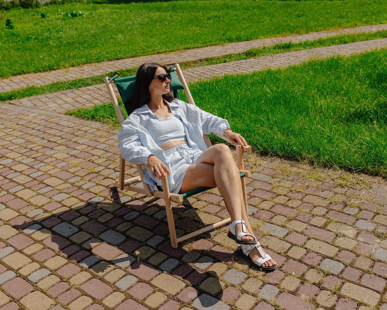 Шезлонг деревянный XRmaster раскладной с подлокотниками и подголовником Зеленый (0002361) - фото 5 Шезлонг деревянный XRmaster раскладной с подлокотниками и подголовником Зеленый (0002361) - фото 5