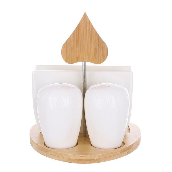 Набор для специй с салфетницей Grace на бамбуковой подставке (33468)