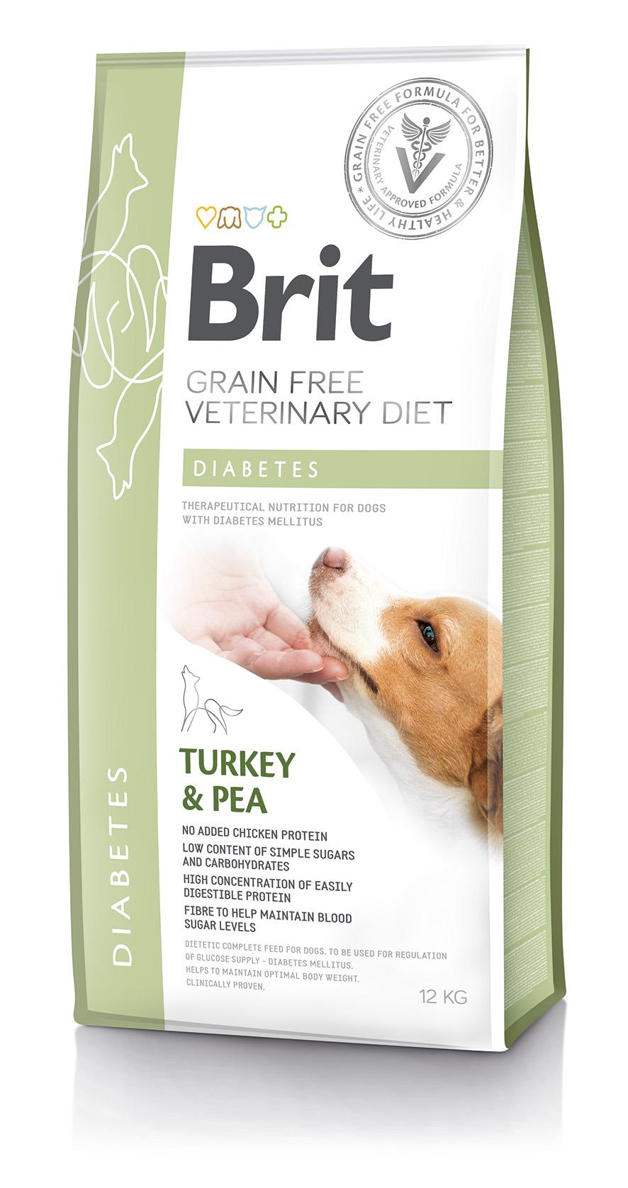 Корм сухой для взрослых собак Brit VetDiets Diabetes с индейкой/орохом при сахарном диабете 2 кг