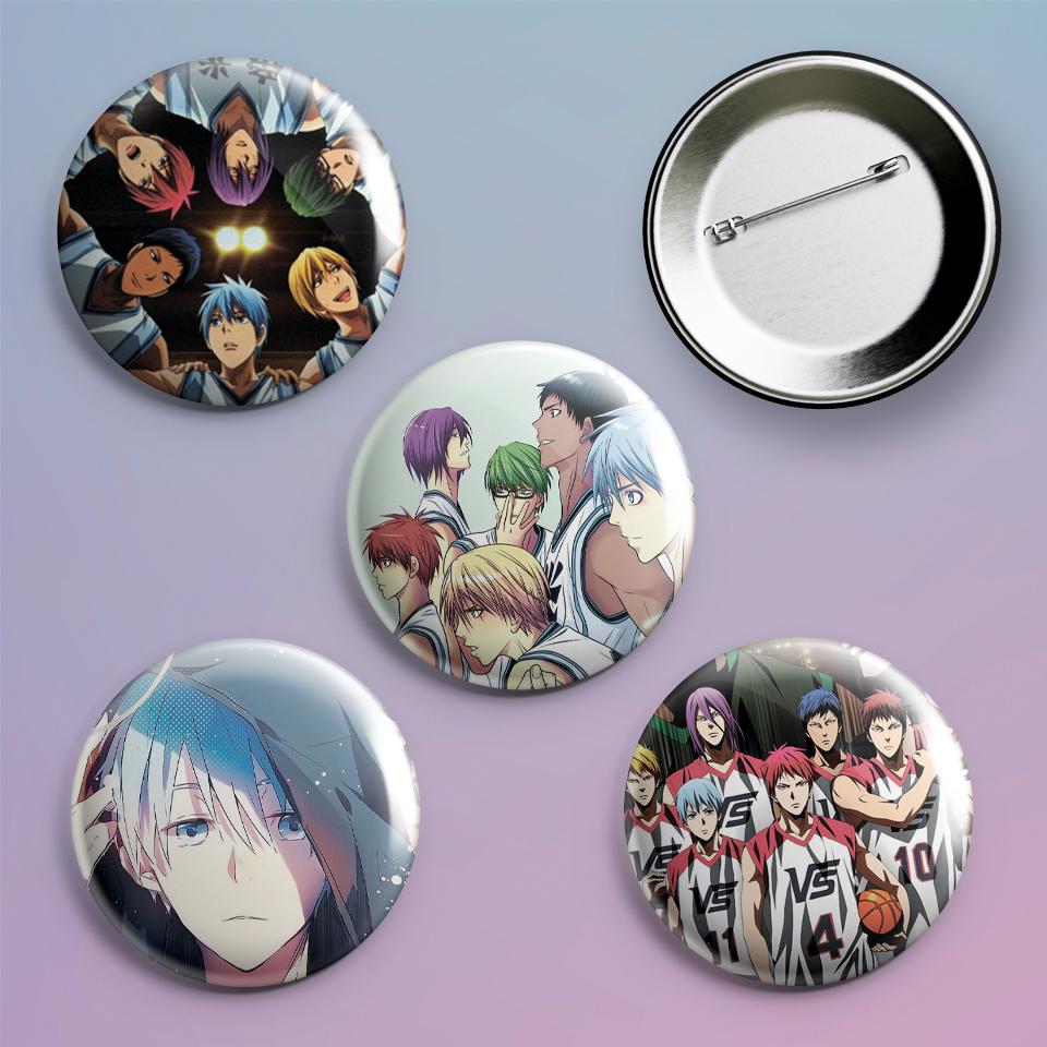 Значки на рюкзак с принтом аниме Баскетбол Kuroko no Basuke 4 шт.
