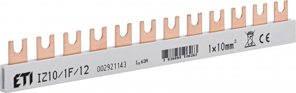 Шина сполучна ETI IZ10/1F/12 1Р 63А тип FORK вилка 12 модулів 10 мм2 21 см (2921143)
