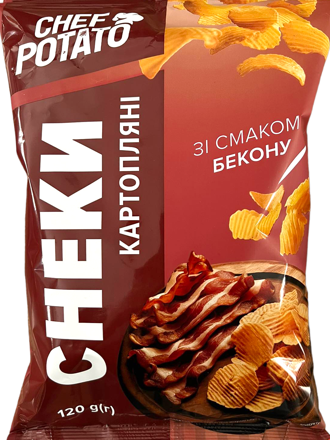Снеки картофельные CHEF Potato со вкусом бекона 120 г (15905)