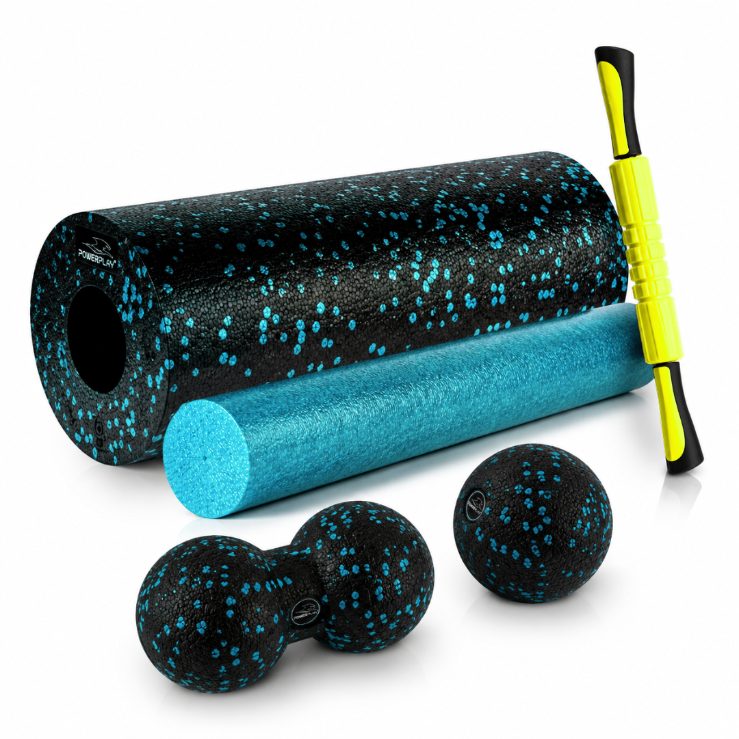 Набір масажний PowerPlay PP 4015 EPP Foam Roller Set4in1 2 роли/2 м'ячі Чорно-бірюзовий