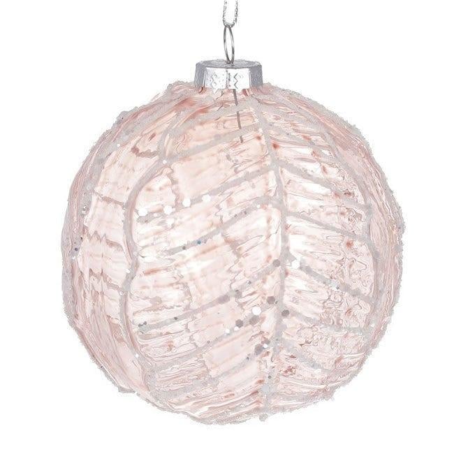Набір ялинкових кульок скляних 10 см 4 шт. Рожевий (12611)
