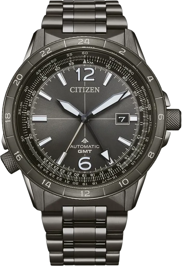 Наручные часы мужские Citizen NB6045-51H Promaster Sky Mechanical GMT с сапфировым стеклом/стальным корпусом/серым циферблатом/водозащитой 200 м