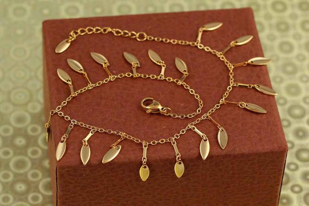 Браслет Xuping Jewelry на ногу листочки облепихи 22 см удлинитель 4 см Золотистый (28165151)