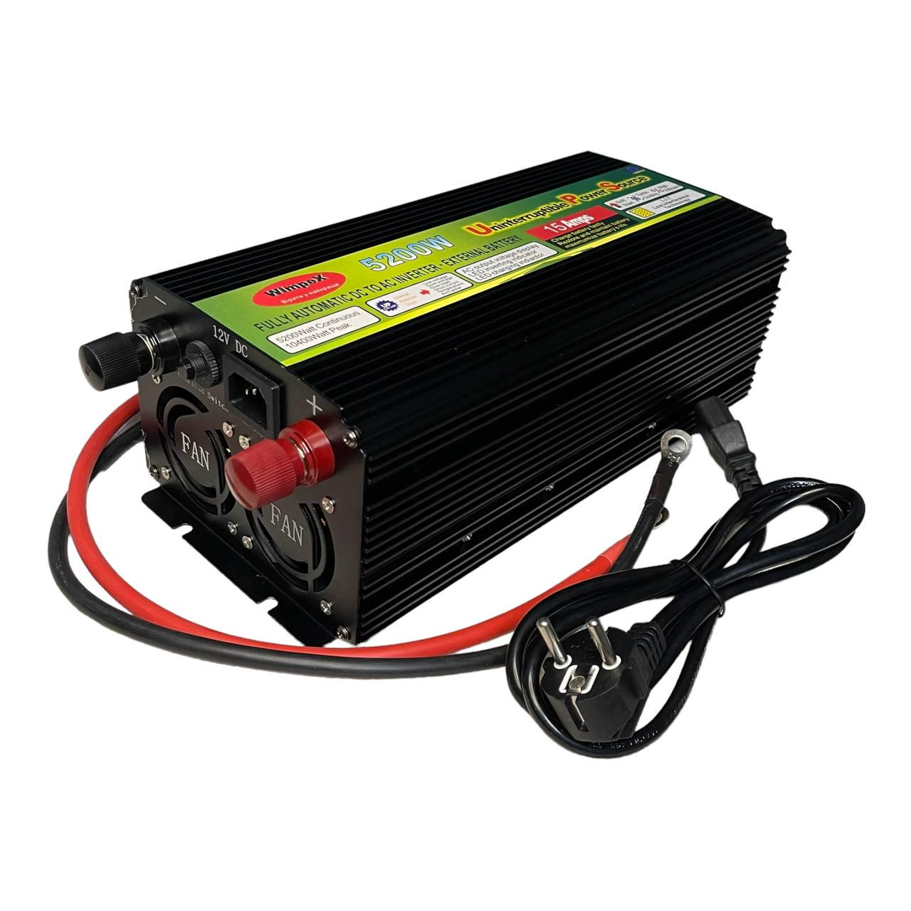 Перетворювач напруги автомобільний Wimpex DC-AC USB 5200 W 12 V 220 V