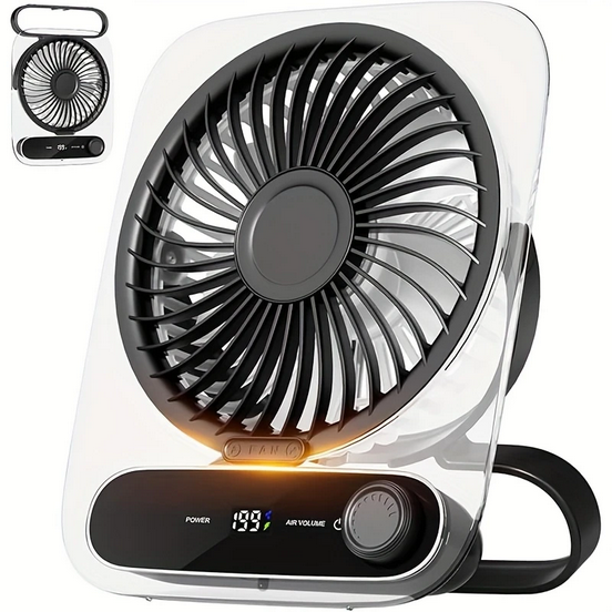 Вентилятор переносний з перемиканням швидкостей акумуляторний 3000 мАг Чорний (М-1777) - фото 4