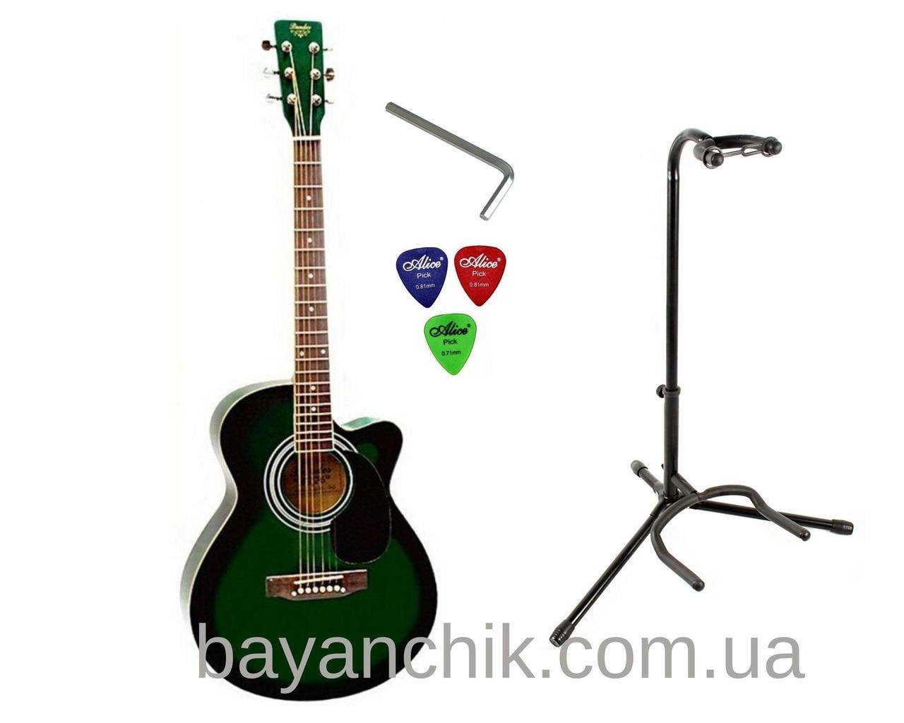 Набор акустическая гитара Bandes AG-831C GL 38+ стойка