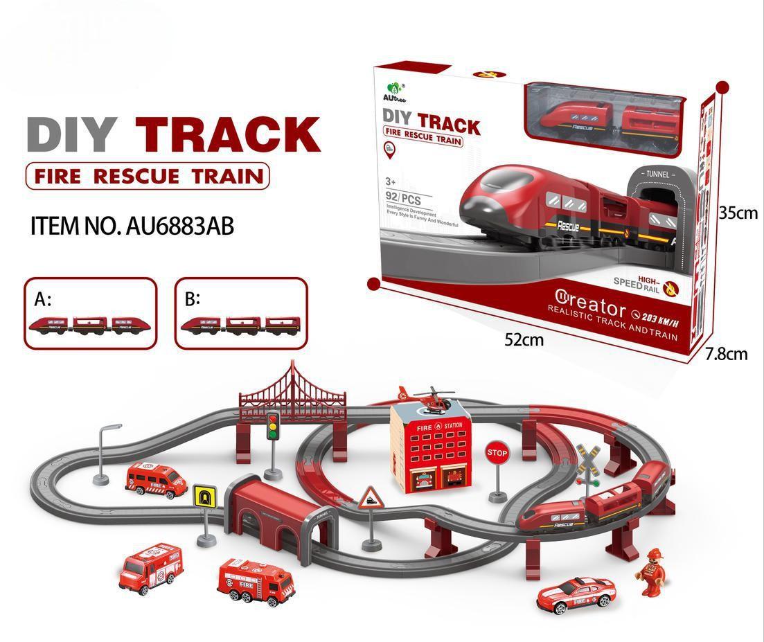 Залізниця з електропоїздом DIY Track Fire Rescue Train Пожежний 92 деталі Червоний - фото 3 Залізниця з електропоїздом DIY Track Fire Rescue Train Пожежний 92 деталі Червоний - фото 3