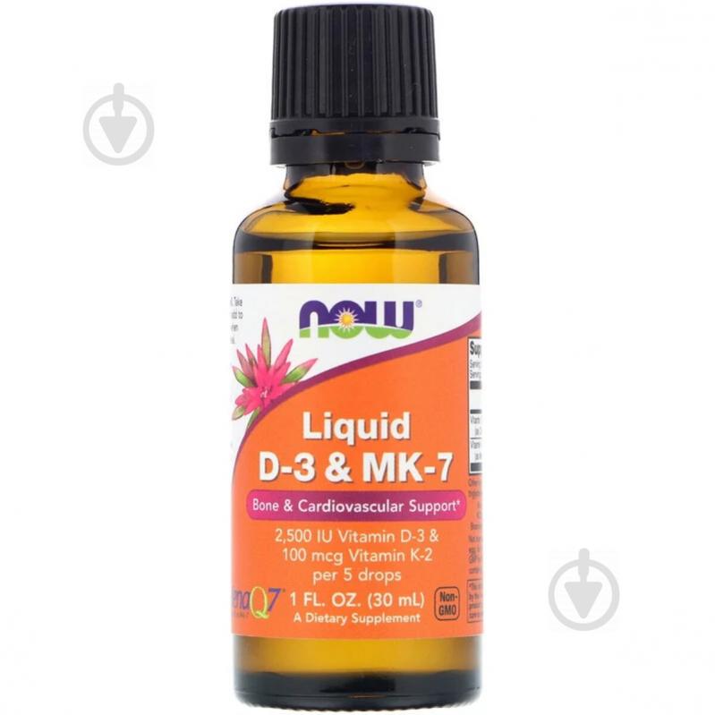 Жидкий Витамин D3 и MK-7, Liquid D-3 & MK-7, Now Foods, 30 мл (1 жидк. унция)