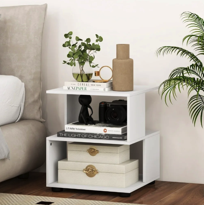 Журнальный столик Costway Luna 3-уровневый Белый (4754)