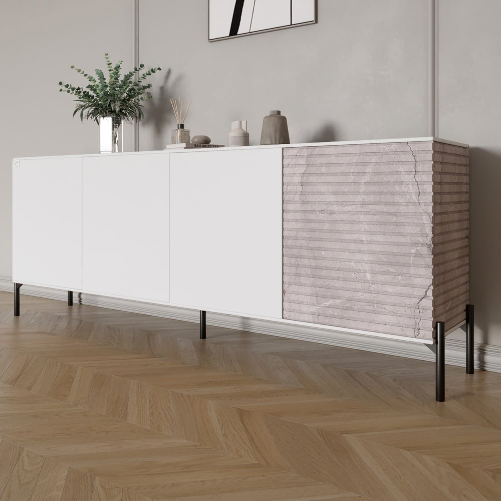 Комод Lion Грей 204x38x76,5 см Нимфея Альба/Камень (LION-042611)