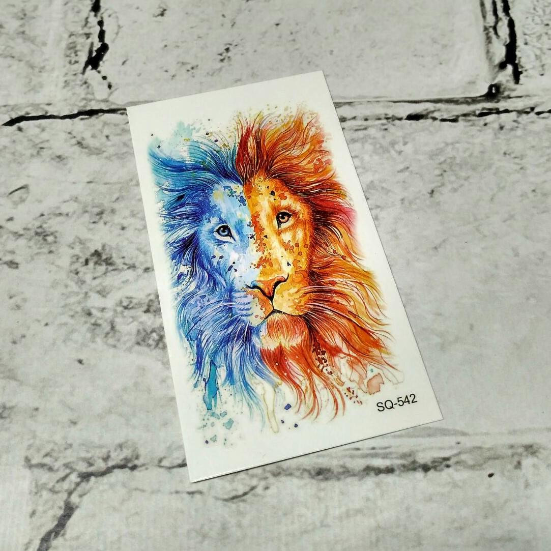 Тату временное Лев лист 6x10.5 см (SQ-542)