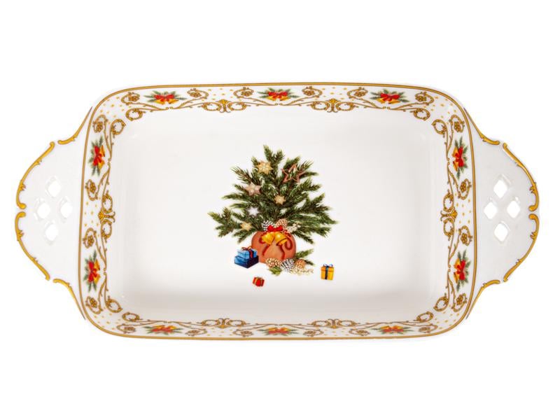Блюдо новогоднее Modern classic фарфоровое прямоугольное 30,5x15,5x5,5 см (985-166)