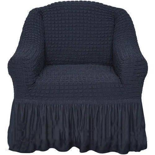 Чехол натяжной на кресло с оборкой Графитовый (18882774)