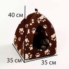 Будинок для тварин Pet Hut утеплений м'який 35х35х40 см Коричневий (25397863) - фото 4