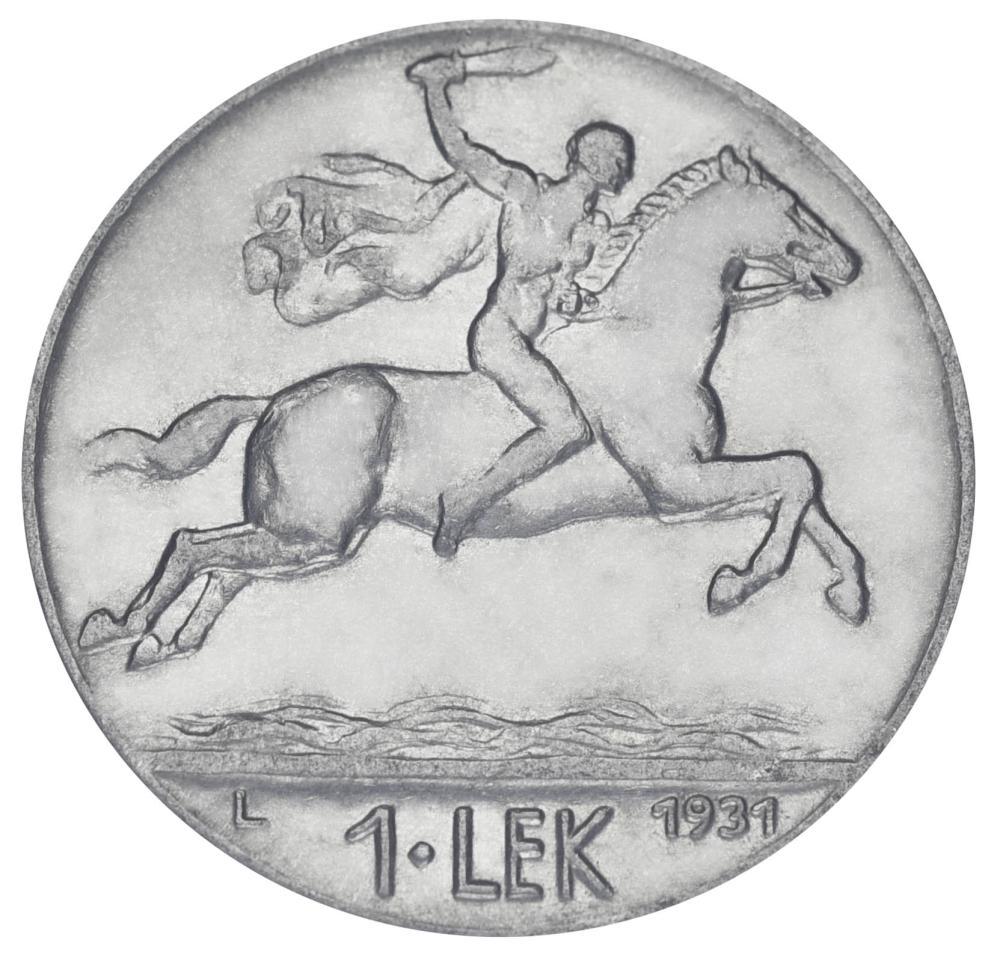 Коллекционная монета Албания 1 лек 1931 VF-AU Александр Великий