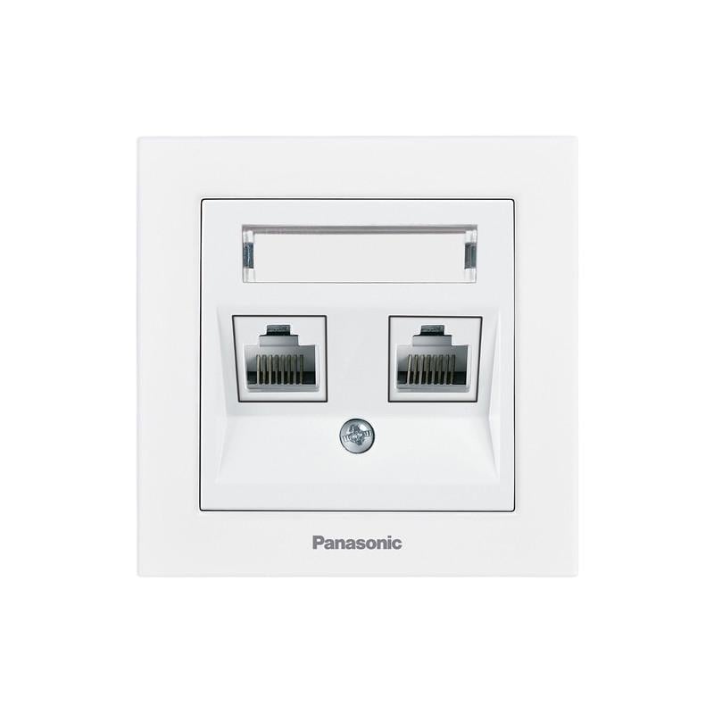 Розетка компьютерная Panasonic Karre Plus 55 2xRJ45 кат.5е ABS Белый (WDTC94232WH-UA1)