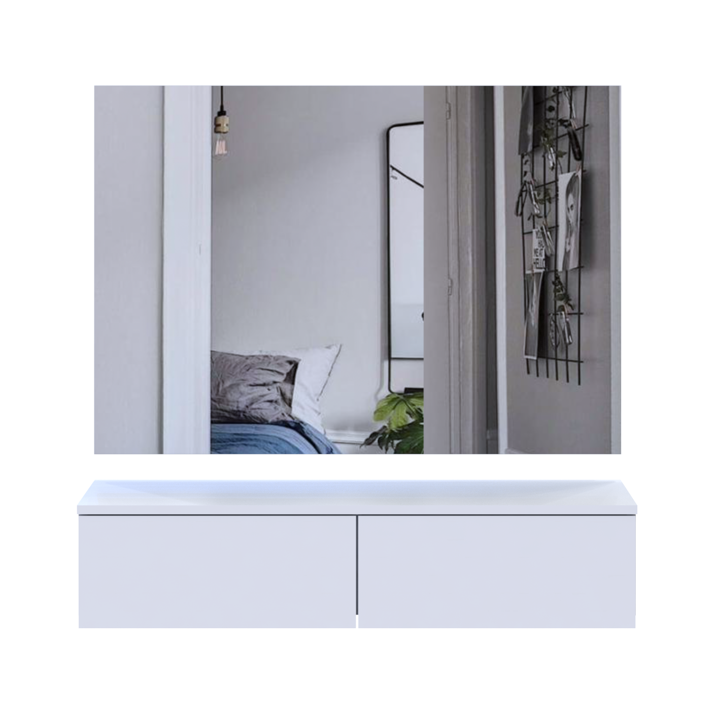 Тумба и зеркало Doros Левия 100х32х100 см Белый (42005235) - фото 5