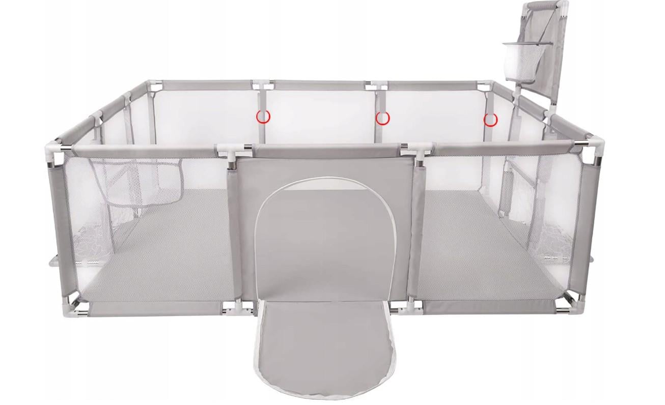 Манеж детский с баскетбольным кольцом 230x122x62 см. Серый (YBL-129G)