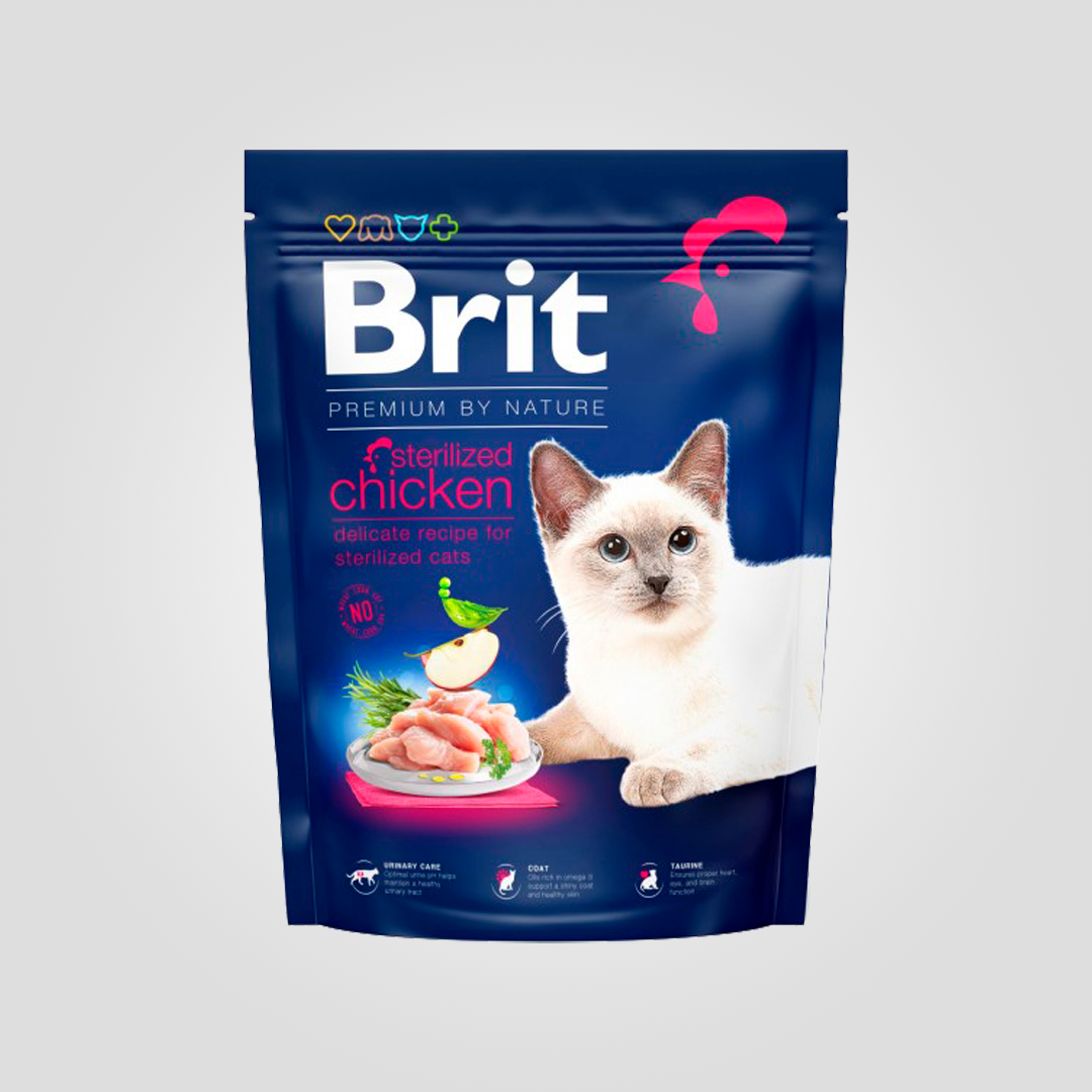 Корм сухой Brit Premium Cat by Nature Sterilised для стерилизованных котов с курицей 300 г (20504511)