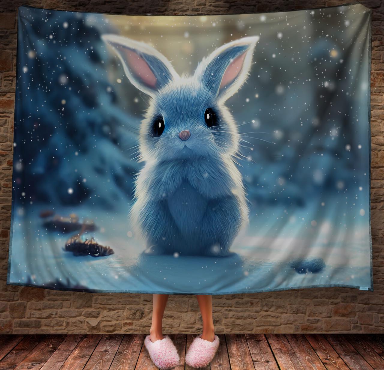 Плед с 3D принтом 15 Кролик в зимнем сказочном лесу 150х200 см (epi_1827)
