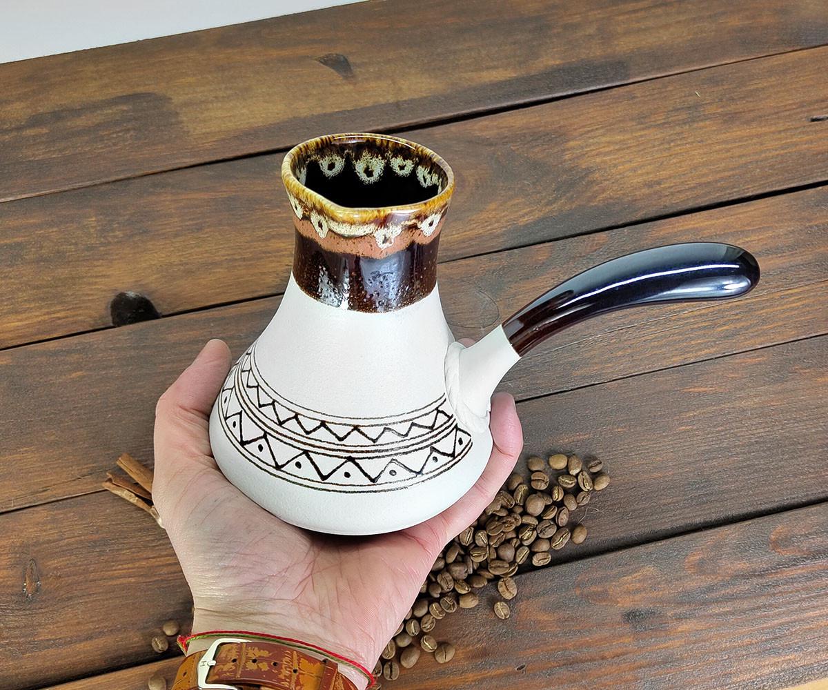 Турка Асканія керамічна з чашками і розсікачем 400 мл Білий (1306-1308) - фото 4