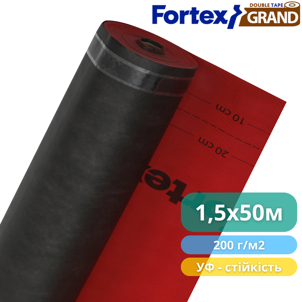 Мембрана дифузійна Fortex Grand 2 Tape 1,5x50 м 75 м2 200 г/м2 Червоний/Чорний (391097) - фото 8 Мембрана дифузійна Fortex Grand 2 Tape 1,5x50 м 75 м2 200 г/м2 Червоний/Чорний (391097) - фото 8