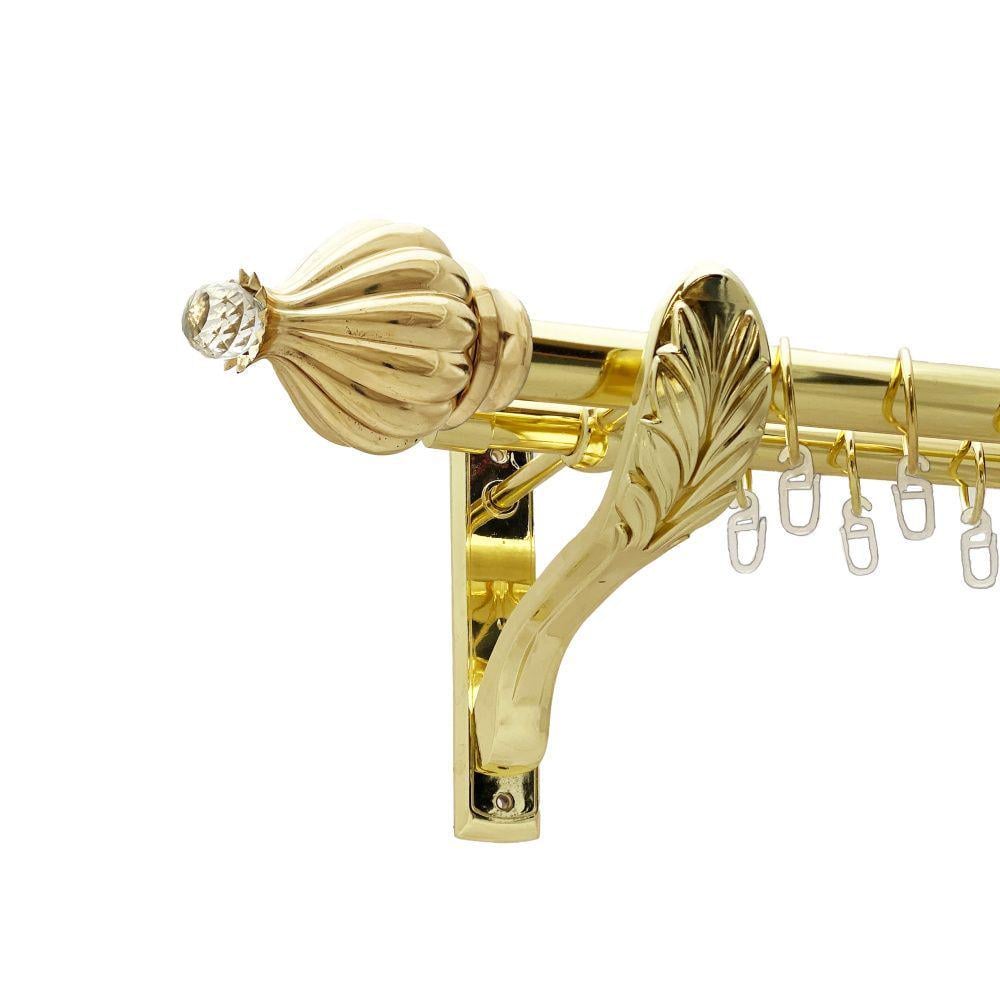 Карниз Orvit Таджа-Кристал металевий дворядний ретро гладка труба кільце металеве 25/19 мм 200 см Золото (00-00021732)